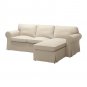 IKEA Ektorp Loveseat sofa w Chaise SLIPCOVER 3-seat sectional sofa COVER Nordvalla Dark Beige