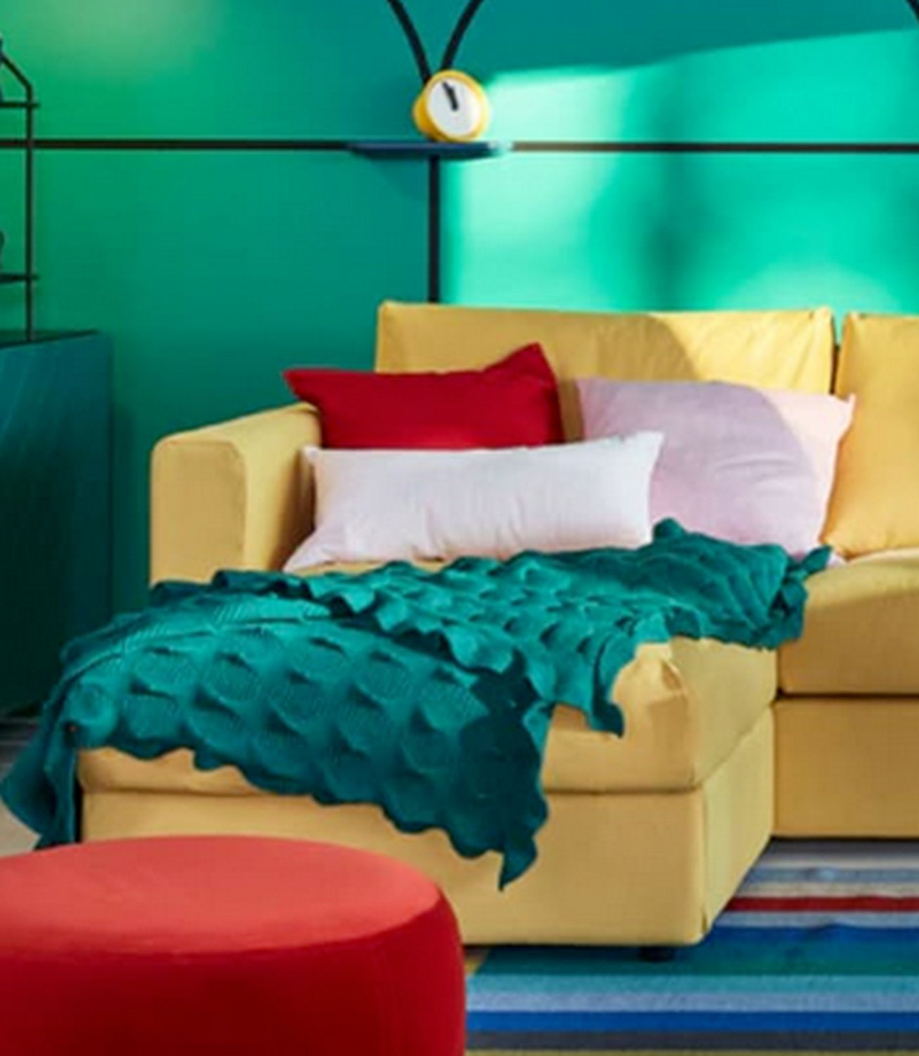 IKEA PS 2017 Throw BLANKET Afghan Green Photo PROP Textural Stretchable