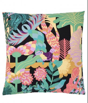 IKEA Nabbfly CUSHION COVER Pillow Sham Multicolor 20" Tropical Floral Rainforest Birds Flowers