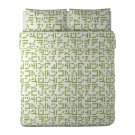 IKEA Hulda Teckna Green KING DUVET COVER Set MODERN GRAPHIC Pixel Design