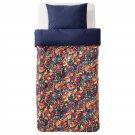 IKEA Lustigt TWIN Duvet COVER and Pillowcase Set Fanciful Alien Cityscape Blue Multi