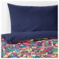 IKEA Lustigt TWIN Duvet COVER and Pillowcase Set Fanciful Alien Cityscape Blue Multi