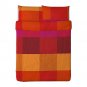 IKEA Brunkrissla KING Duvet COVER Pillowcases Set RED Orange Plaid Check Mondrian Color Block