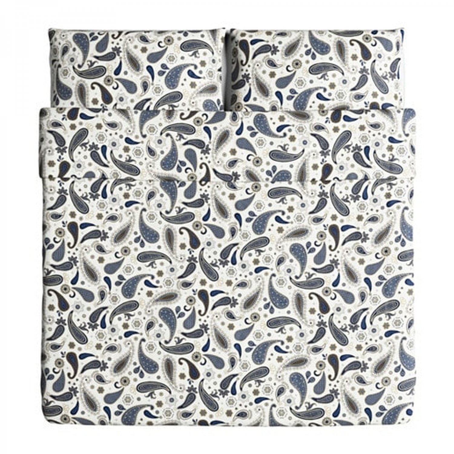 IKEA Sotblomster KING Paisley Duvet COVER Pillowcases Set Blue Brown