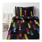 IKEA Suddig TWIN Duvet COVER and Pillowcase Set BLACK Neon Dots Unisex Boy Girl Dorm