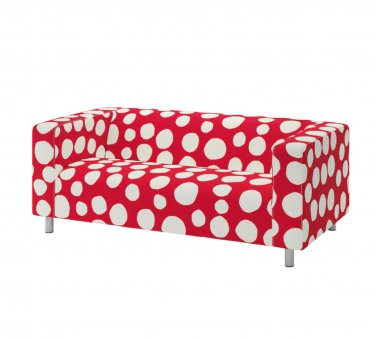 IKEA Klippan Loveseat Sofa SLIPCOVER Cover STORVRETA Red White POLKA DOTS Retro Fun