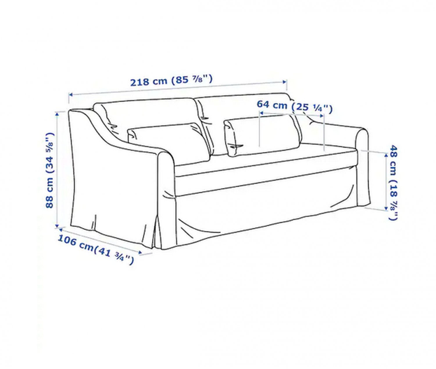 IKEA Farlov 3 Seat Sofa SLIPCOVER Cover Flodafors White FÄRLÖV