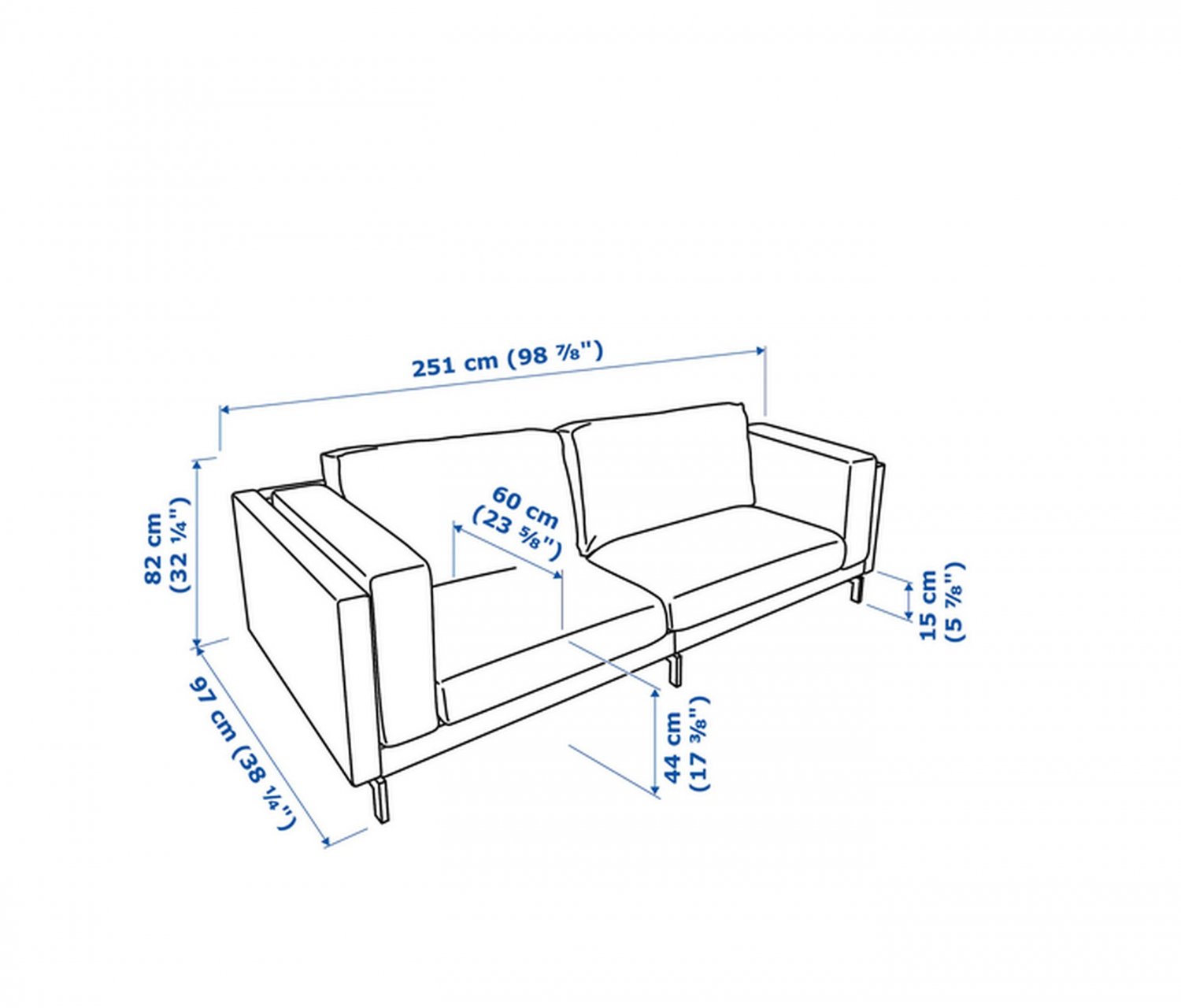 IKEA Nockeby 3 Seat Sofa SLIPCOVER Cover RISANE GRAY Grey Linen Blend New