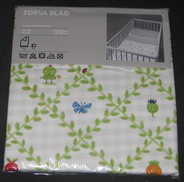 IKEA Torva Blad CRIB Duvet COVER Pillowcase SET Green Veggies Nursery Bedding