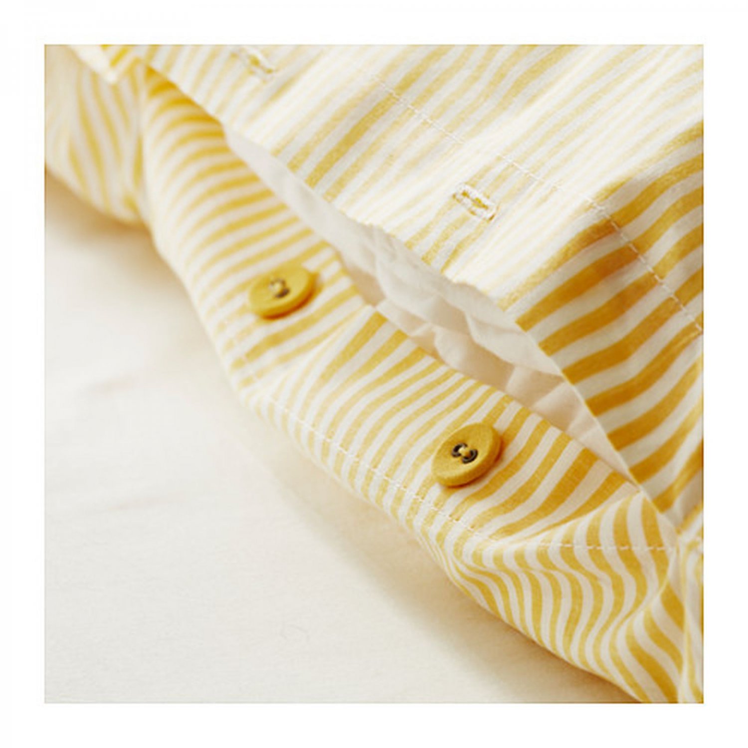 IKEA Nyponros KING Duvet COVER Set TICKING STRIPES YELLOW Yarn Dyed