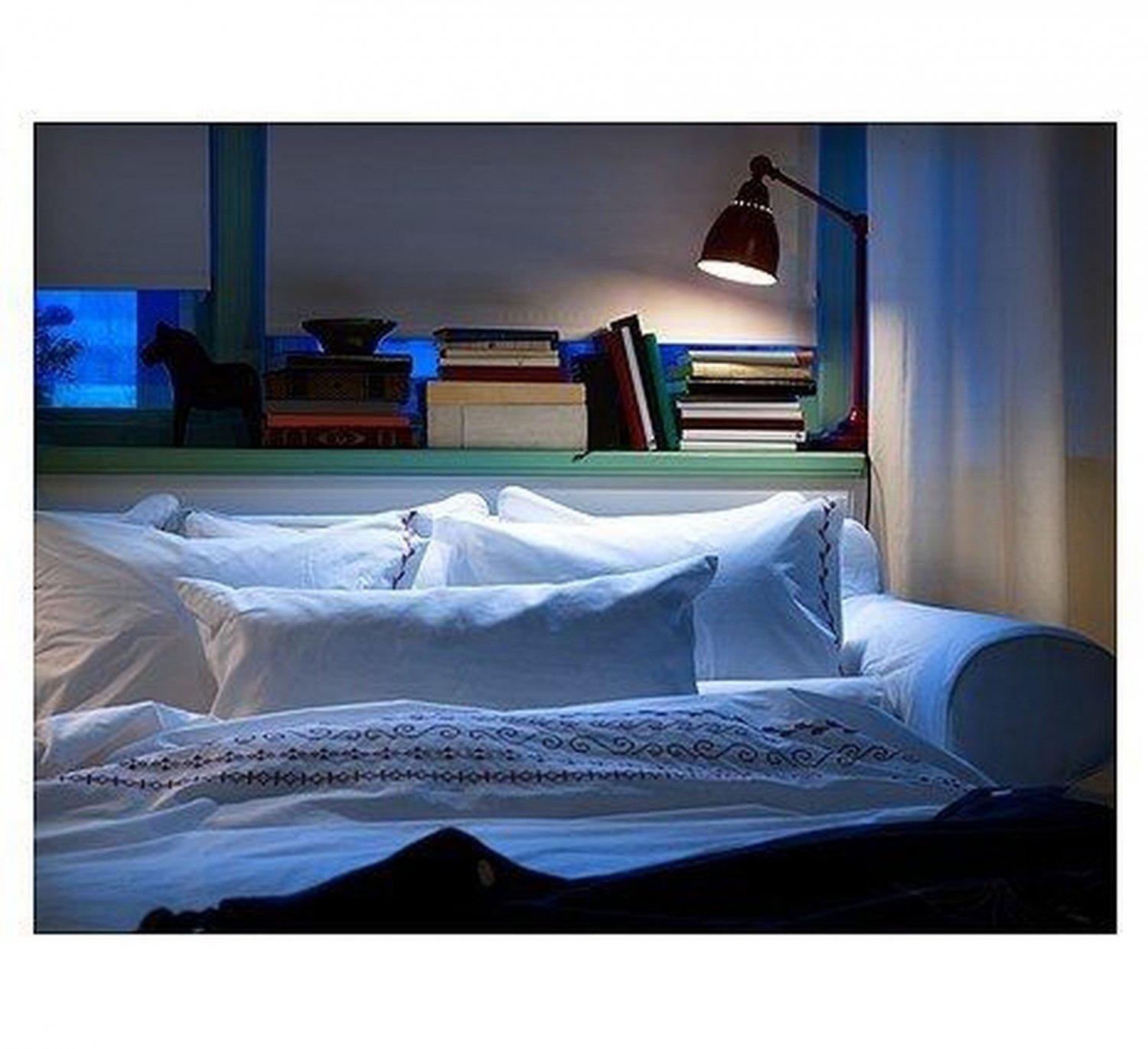 IKEA Birgit KING Duvet COVER and Pillowcases Set WHITE Red EMBROIDERED Last One New