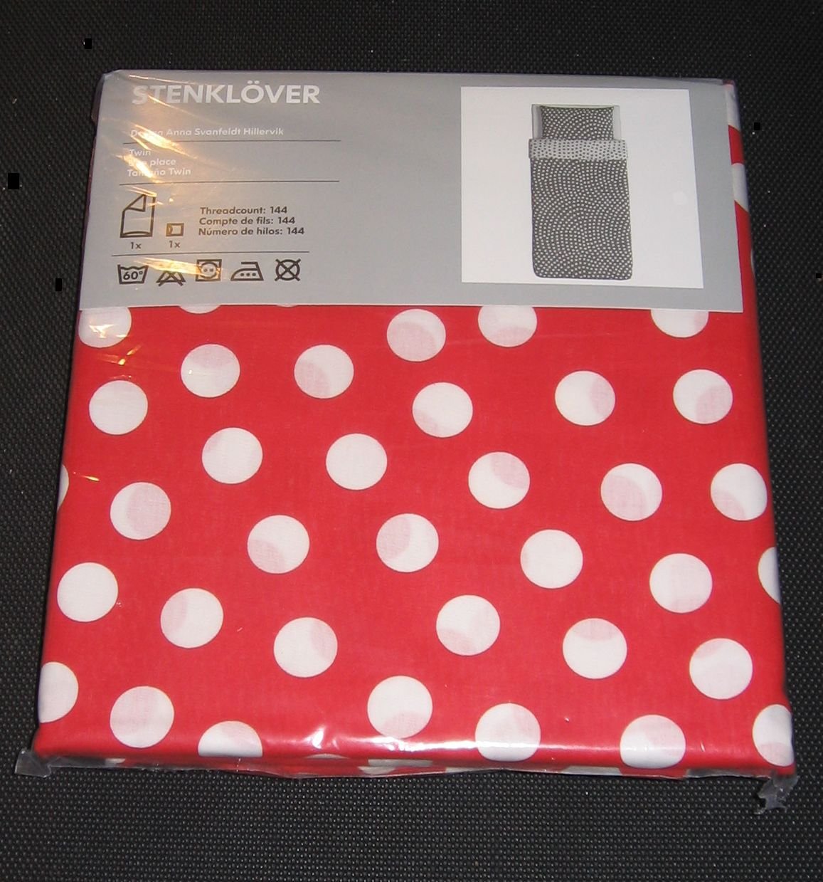 IKEA Stenklover TWIN Duvet COVER Set POLKA DOTS Red STENKLÖVER New