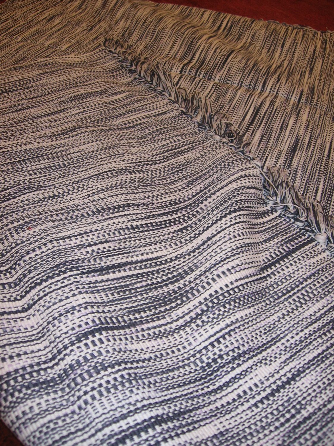 IKEA Lappljung BLACK WHITE Area Throw RUG MAT Flatwoven Reversible