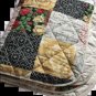 IKEA Ryssby 2014 Twin Full Double BEDSPREAD Comforter PATCHWORK Beige Red Gold REVERSIBLE Quilt Xmas