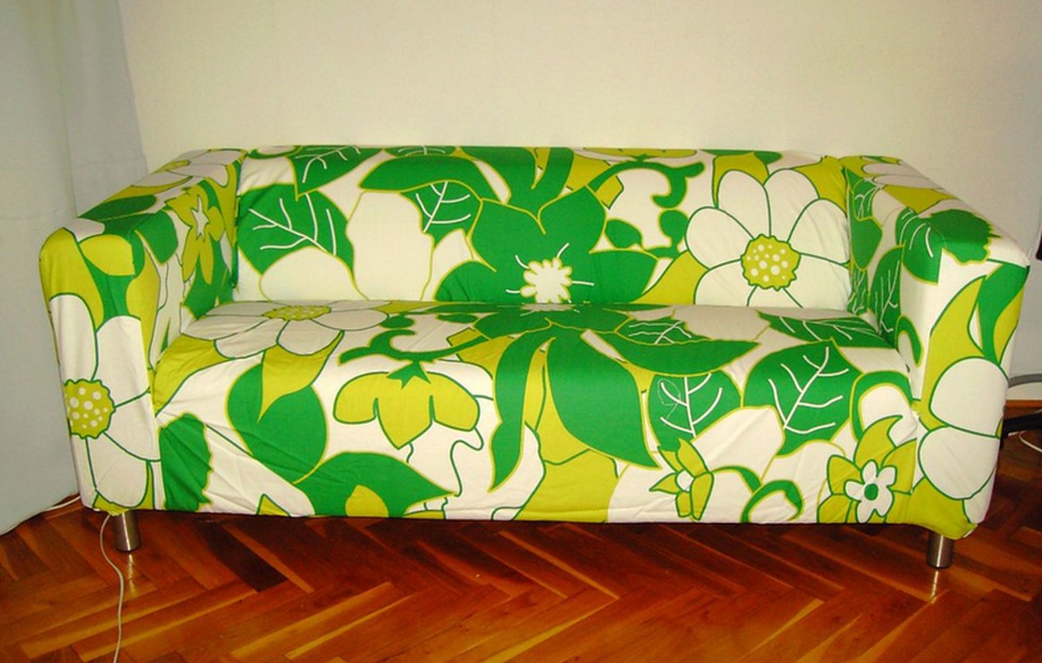 IKEA Klippan Loveseat Sofa SLIPCOVER Cover VIMLE GREEN Mod FLORAL New