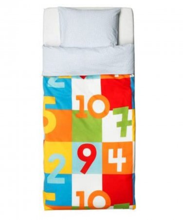 IKEA Vitaminer Siffra TWIN Single DUVET COVER Pillowcase Set MULTICOLOR Numbers Numerals