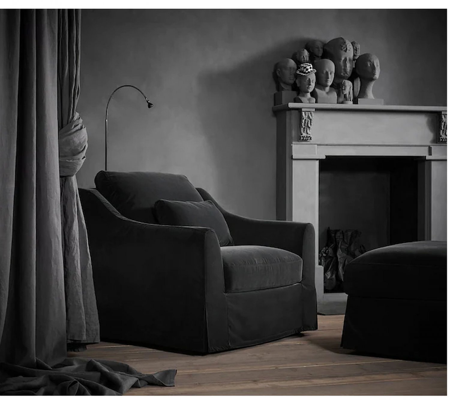 IKEA Farlov Armchair w Footstool SLIPCOVER Ottoman Chair Cover Djuparp