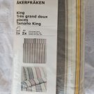 IKEA Akerfraken ÅKERFRÄKEN King DUVET COVER Set STRIPES Red Gray Yellow Yarn Dyed SOFT