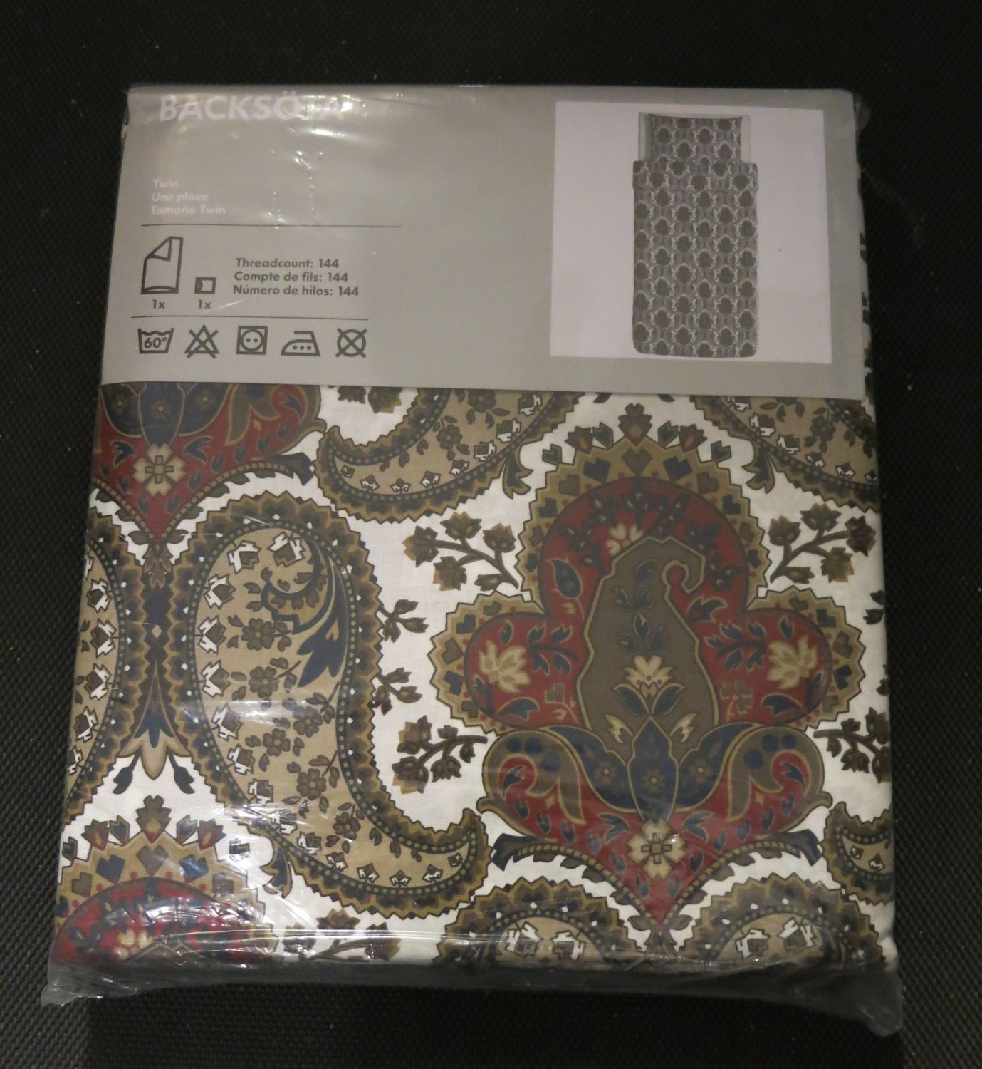 IKEA Backsota Paisley TWIN Duvet COVER and Pillowcase Set BACKS&Atilde;�TA Single Dorm
