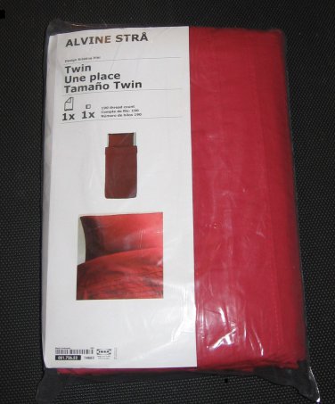 IKEA Alvine Stra Dark RED Pleated Twin Single DUVET COVER and Pillowcase Set STRÃ� Xmas