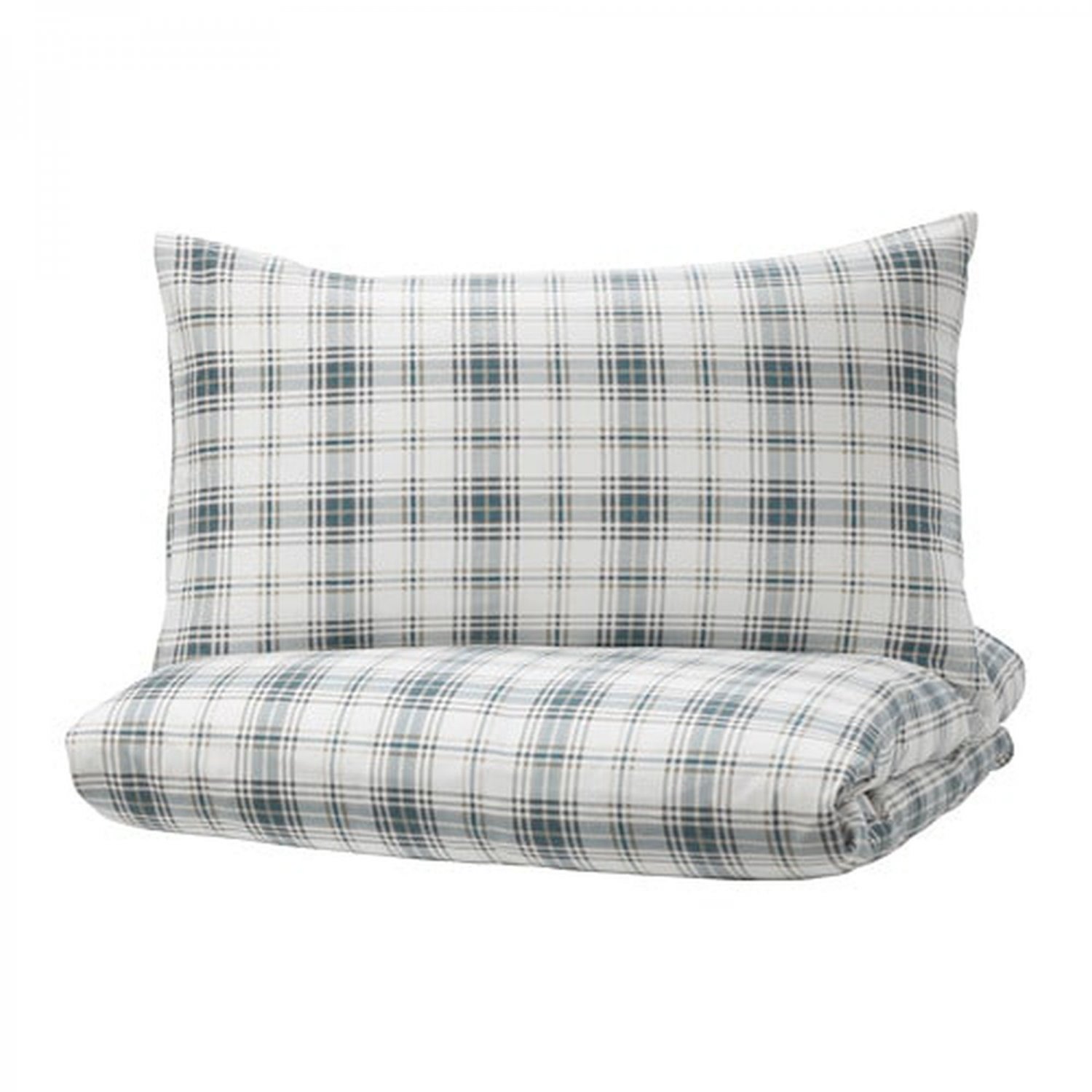 IKEA Nordruta Twin Single DUVET COVER and Pillowcase Set Blue PLAID