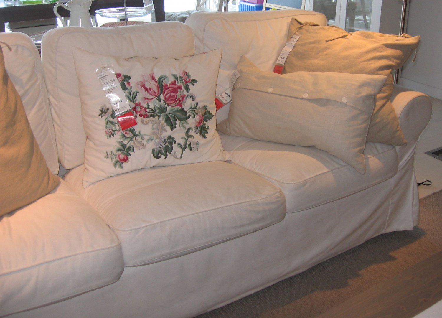 IKEA Ektorp 3 Seat Sofa SLIPCOVER Cover BLEKINGE WHITE Cotton Twill New