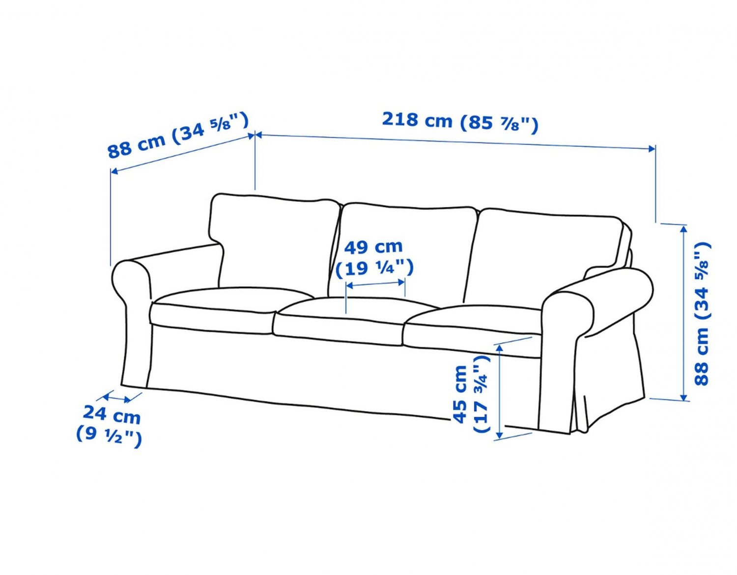 IKEA Ektorp 3 Seat Sofa COVER Slipcover NORDVALLA GRAY Grey