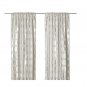IKEA Ninni Rund CURTAINS Drapes 2 Panels Beige 98" Tone on Tone Dots Circles Hollywood Regency
