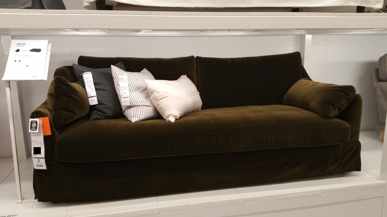 IKEA Farlov 3 Seat Sofa SLIPCOVER Cover Djuparp Dark Olive Green FÄRLÖV