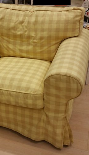 IKEA Ektorp Loveseat sofa w Chaise Lounge COVER 3-seat sectional SLIPCOVER Skaftarp Yellow Check