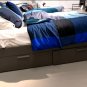 IKEA Brunkrissla KING Duvet COVER Pillowcases Set BLUE Gray Plaid Check Mondrian Color Block