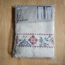 IKEA Birgit Ljuv Embroidered Curtains Drapes Off-White Linen Blend 98"L Folklore Swedish Country