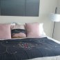 IKEA Birgit Throw BLANKET Afghan Wool GRAY Grey EMBROIDERED Scandinavian Folk Art Xmas COTTAGE