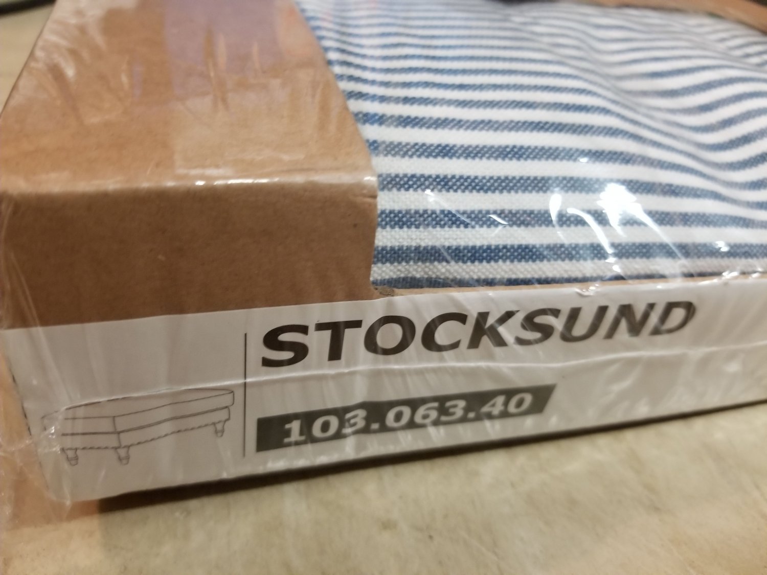 IKEA Stocksund Footstool SLIPCOVER Ottoman Cover REMVALLEN Blue White