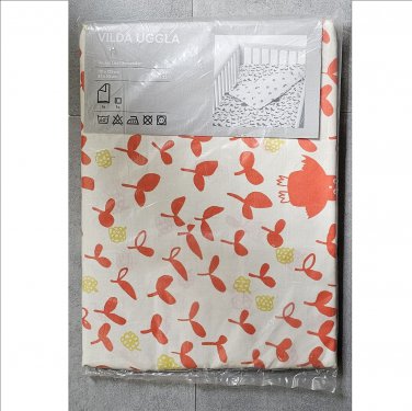 IKEA Vilda Uggla Orange Owl CRIB Duvet COVER Pillowcase SET Nursery Bedding