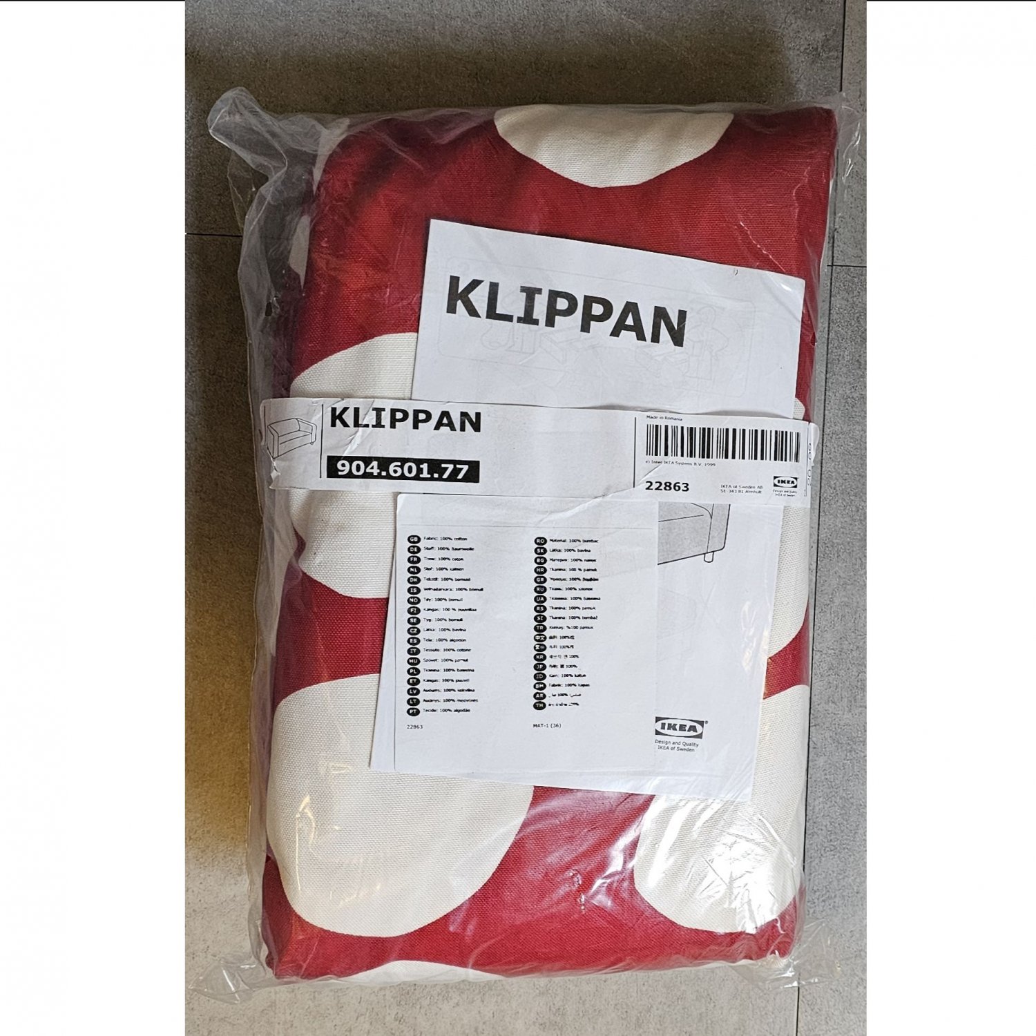 IKEA Klippan Loveseat Sofa SLIPCOVER Cover STORVRETA Red White POLKA DOTS Retro Fun