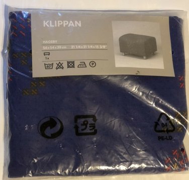 IKEA Klippan  Footstool SLIPCOVER Pouffe Cover HAGEBY BLUE Print