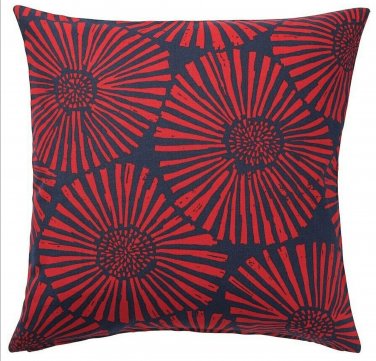 IKEA Stjarntulpan PILLOW SHAM Cushion Cover Dark BLUE Red Floral