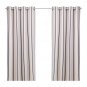 IKEA Estrid CURTAINS Drapes 2 Panels Beige Blue Gray Stripes Cotton 98" Grommet Eyelet Top