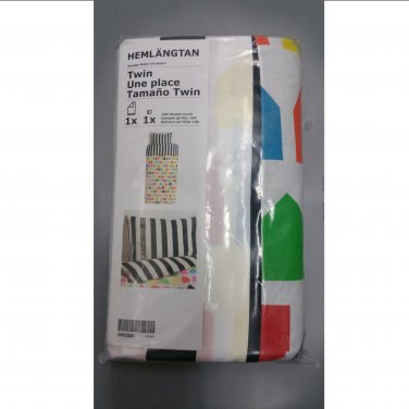 IKEA  Hemlangtan Twin Single Duvet COVER Pillowcase Set Multicolor Bold Stripes HEML&Atilde;�NGTAN