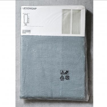 IKEA Lejongap Curtains Drapes Green LINEN 98" L blue-green 2 panels Cottage Beach Chic Airy