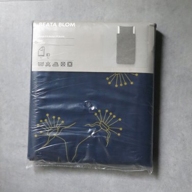 IKEA Beata Blom Blue Chartreuse TWIN Single Duvet COVER and Pillowcase Set RETRO Floral