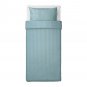 IKEA Nattjasmin TWIN Duvet COVER and Pillowcase Set BLUE Sateen Woven tone on tone stripe