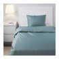 IKEA Nattjasmin TWIN Duvet COVER and Pillowcase Set BLUE Sateen Woven tone on tone stripe