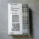 IKEA Snarjmara King DUVET COVER Set Green PLAID SNÄRJMÅRA Yarn Dyed Soft