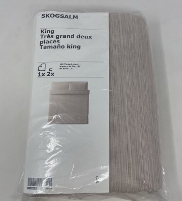 IKEA Skogsalm KING Duvet COVER and Pillowcases Set Pink Yarn Dyed Soft