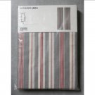 IKEA Bergskrabba Drapes CURTAINS Gray Red Natural White STRIPES 2 Panels Linen Blend Grey