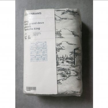 IKEA Stjarnrams KING Duvet COVER and Pillowcases Set Gray White STJÃRNRAMS Toile French Country