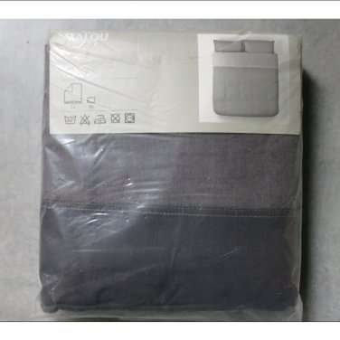 IKEA Malou Gray Duvet COVER Pillowcases Set KING Yarn Dyed Soft Black