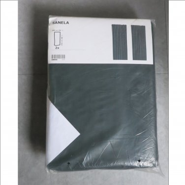 IKEA Sanela CURTAINS Drapes 2 Panels DARK GREEN VELVET 98" Long Black Out
